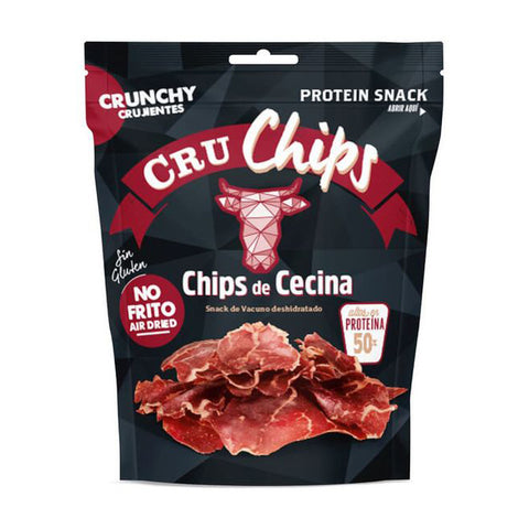 Spanish CRU CHIPS DE CECINA [high protein snack] air-dried beef crisps