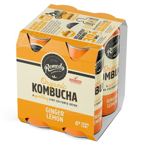 澳洲 Remedy【天然無糖碳酸飲料】康普茶 Kombucha 250ml x 4罐裝