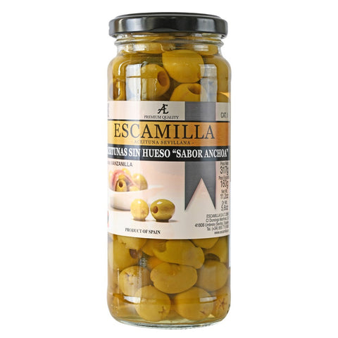 Spanish Escamilla [Light Anchovy Flavor] Pitless Anchovy Flavored Green Olives 317g