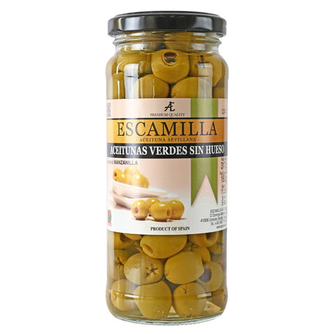 Spanish Escamilla [fresh brine] pitted green olives 317g