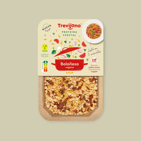 Trevijano tomato meat sauce [vegetable protein] rice-shaped spaghetti