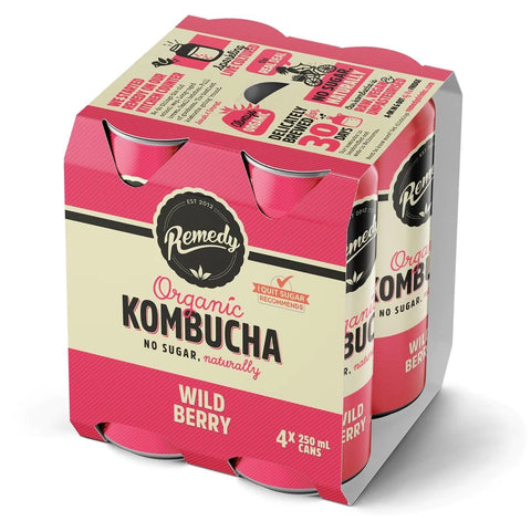 Australian Remedy [natural sugar-free carbonated drink] Kombucha 250ml x 4 cans